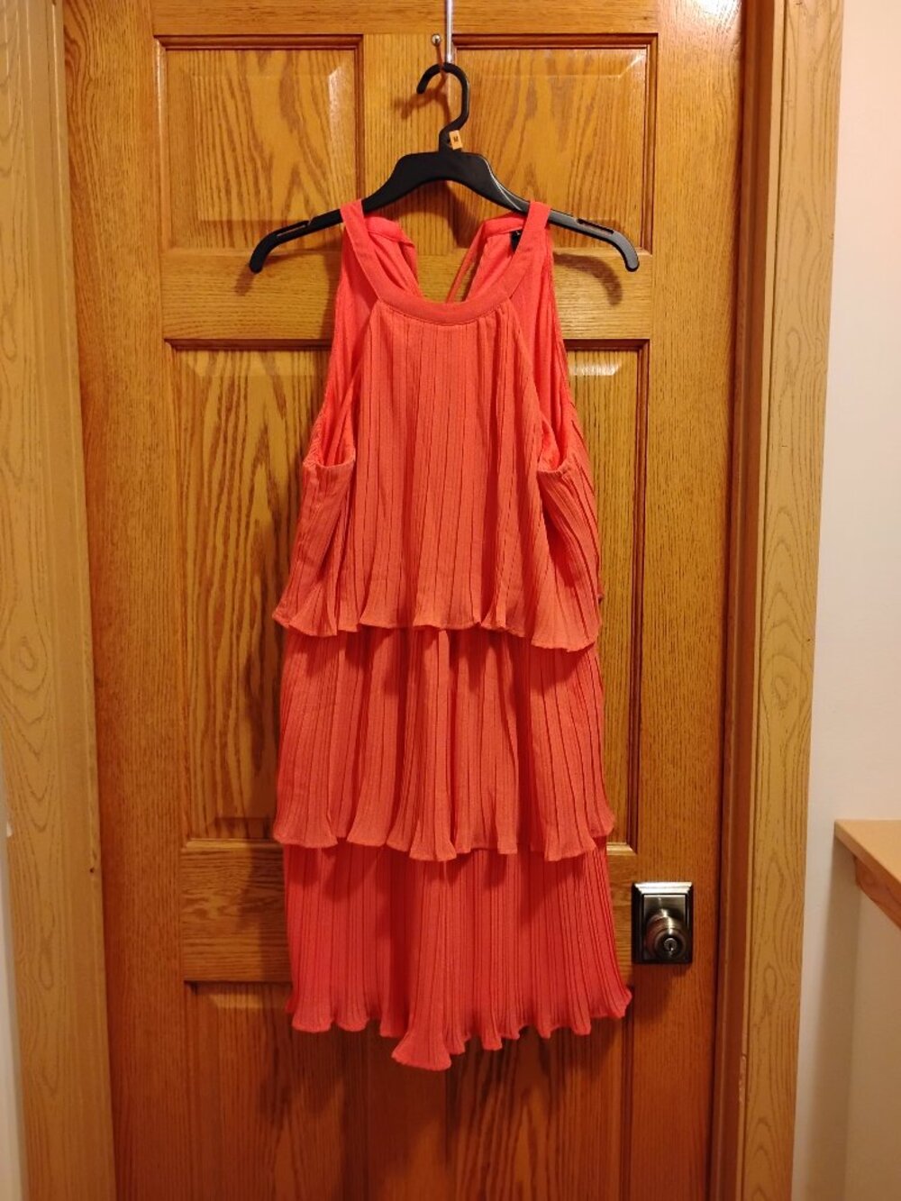 ZESICA Women's Chiffon Pleated Halter Cocktail Dress Ruffled Size L